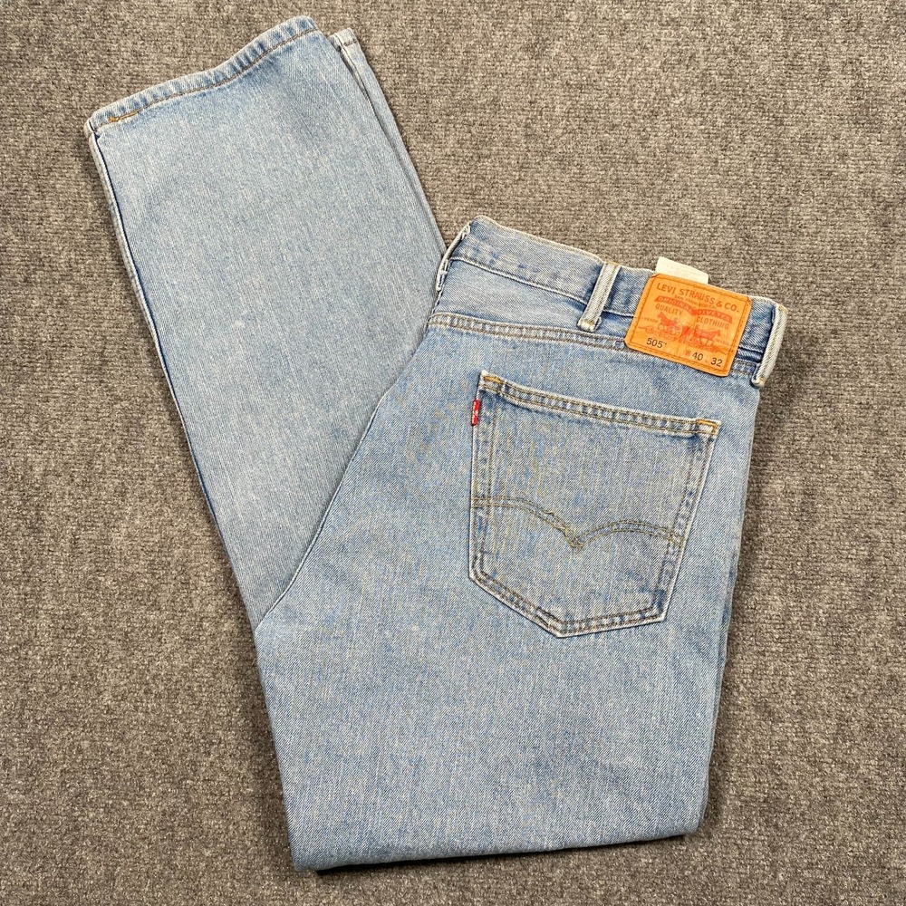 Levis 505 Regular Straight Denim Blue Jeans Mens 40x32 (39x31)